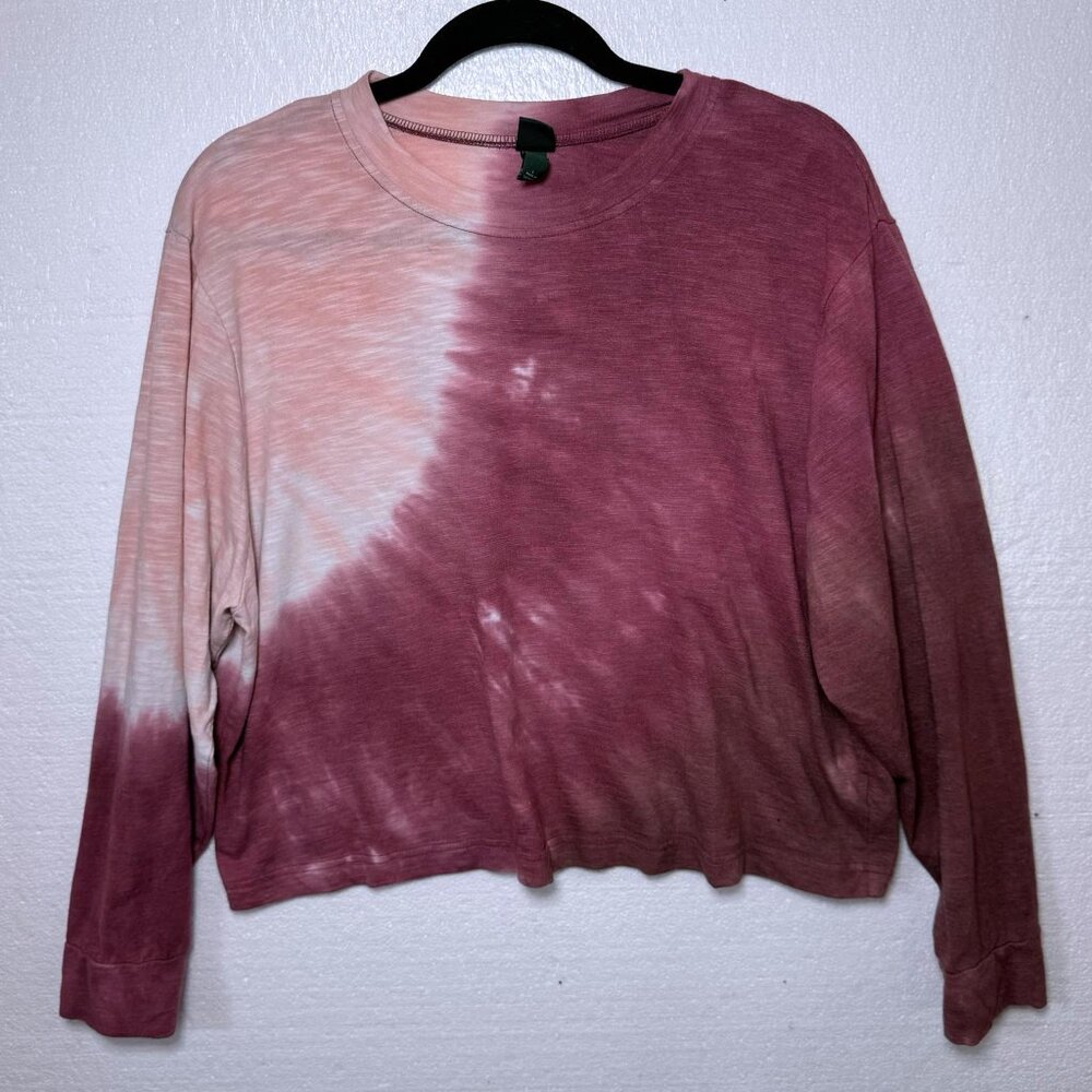 Wild Fable Women's Size Large Pink Cropped Long Sleeve Top Shirt Target Casual